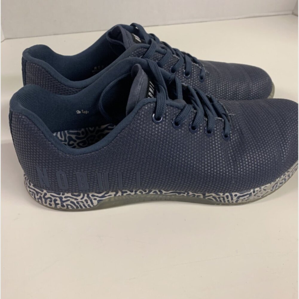 Nobull Sneakers Shoes Trainer Athletic Shoe Squiggle Navy Blue White Womens 11.5